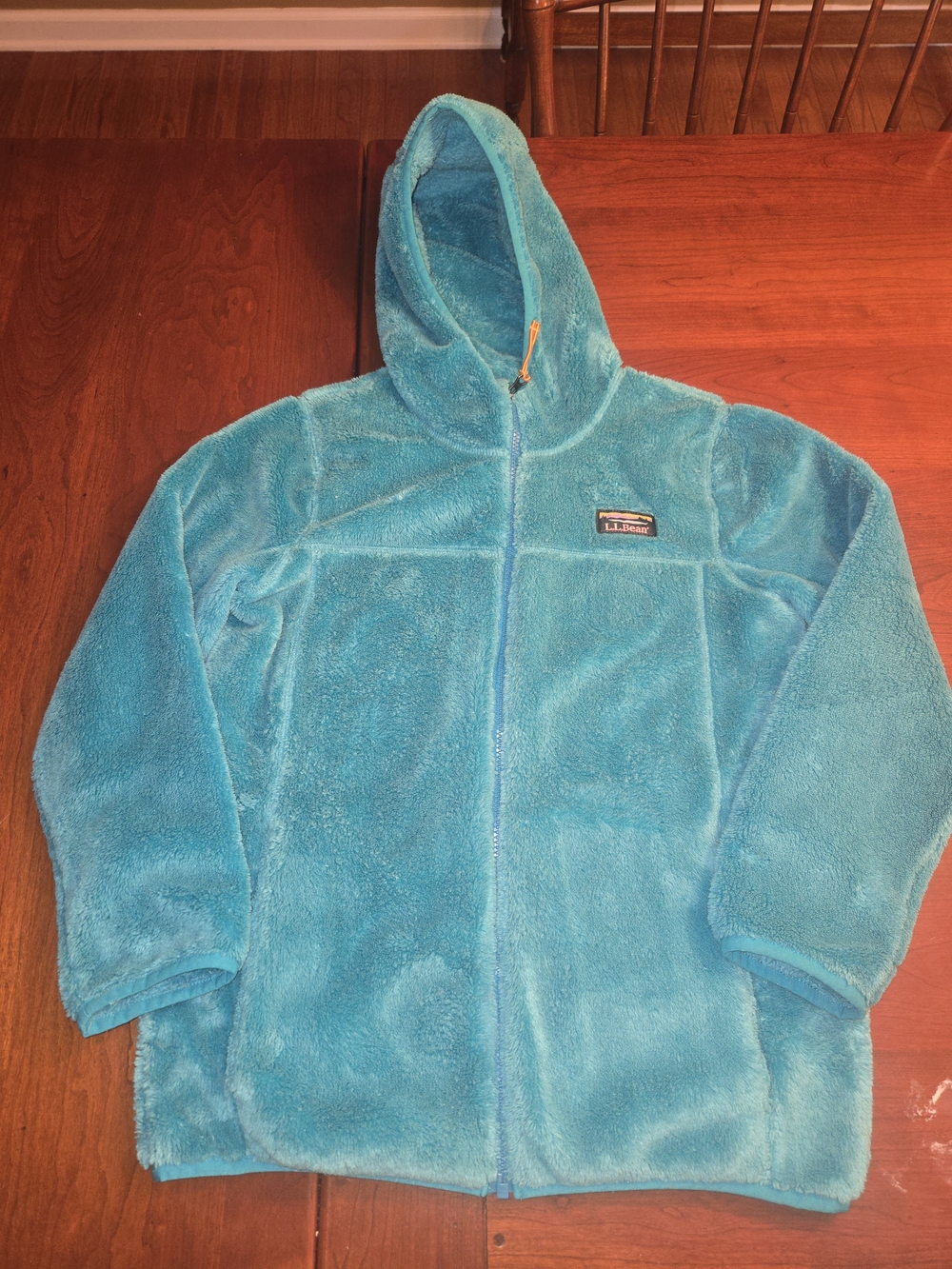 L.L.Bean Teal Plush Hooded Fleece Jacket